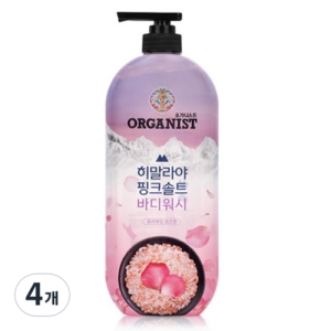 LG생활건강 온더바디 오가니스트 히말라야 핑크솔트 바디워시 로즈향 865ml (4개)