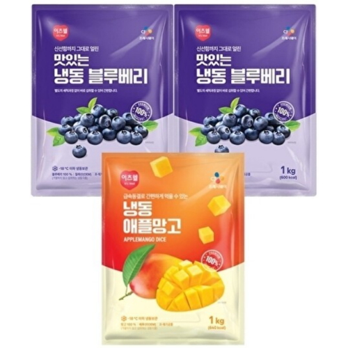 맛있는 냉동 블루베리 1kg x 2개 + 냉동 애플망고 1kg