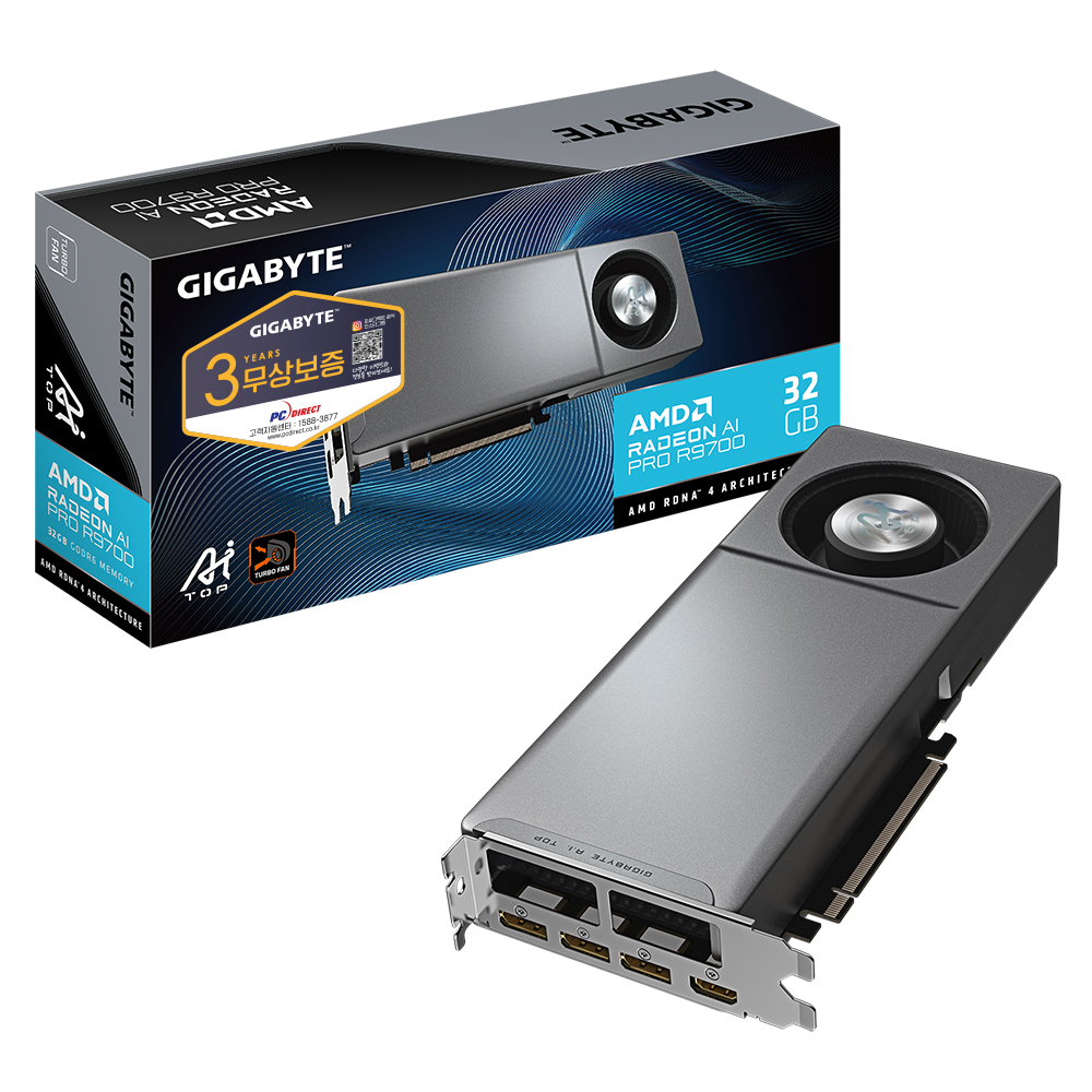 GIGABYTE 라데온 AI PRO R9700 AI TOP D6 32GB 피씨디렉트_이미지