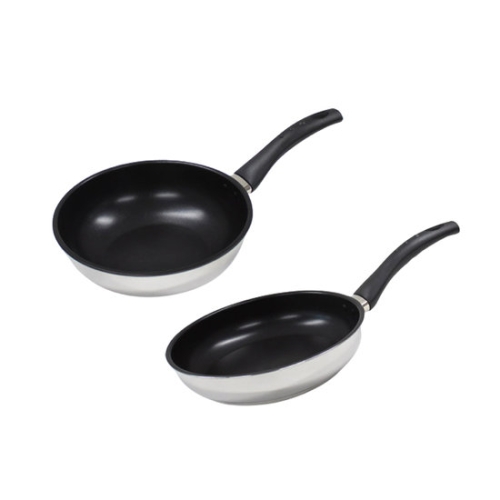 리빙아트 디오바코 IH 스텐 프라이팬 2종 A (팬24+웍24)_이미지