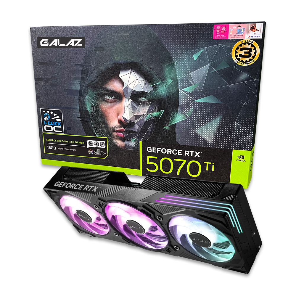 갤럭시 GALAZ 지포스 RTX 5070 Ti EX GAMER BLACK OC D7 16GB