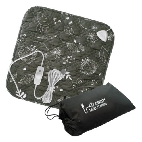 한일전기 정원 그레이 USB 양면 전기방석 (1인용, 40x40cm)_이미지