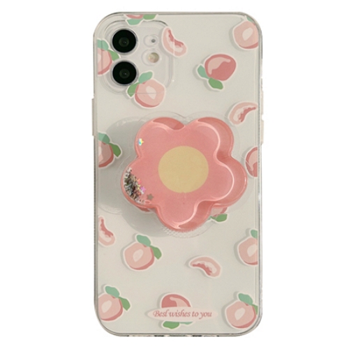 아이폰7 투명 피치 글리터펄 그립톡 케이스