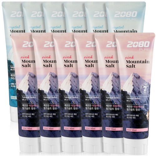 애경 2080 히말라야 퓨어마운틴 크리스탈민트 솔트치약 120g x 6개+ 핑크 120g x 6개 (1세트)