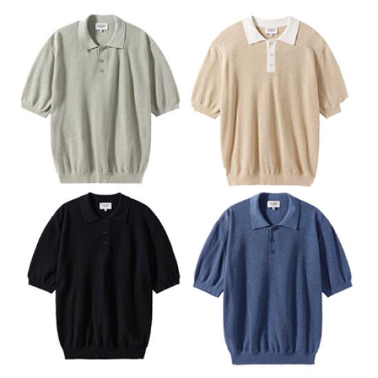  브롬톤 반팔 배색 카라 니트 P242MKT513