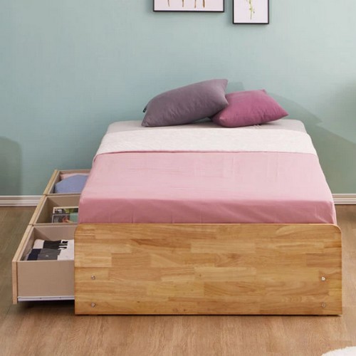 라자가구 비바 팀버 원목 수납 침대 SS (독립스프링)_이미지