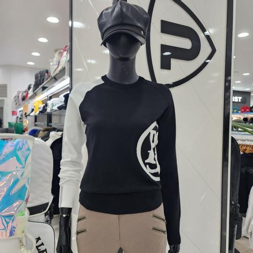 파사디골프 라운드넥 레터링 배색니트 P22FKP320M_이미지