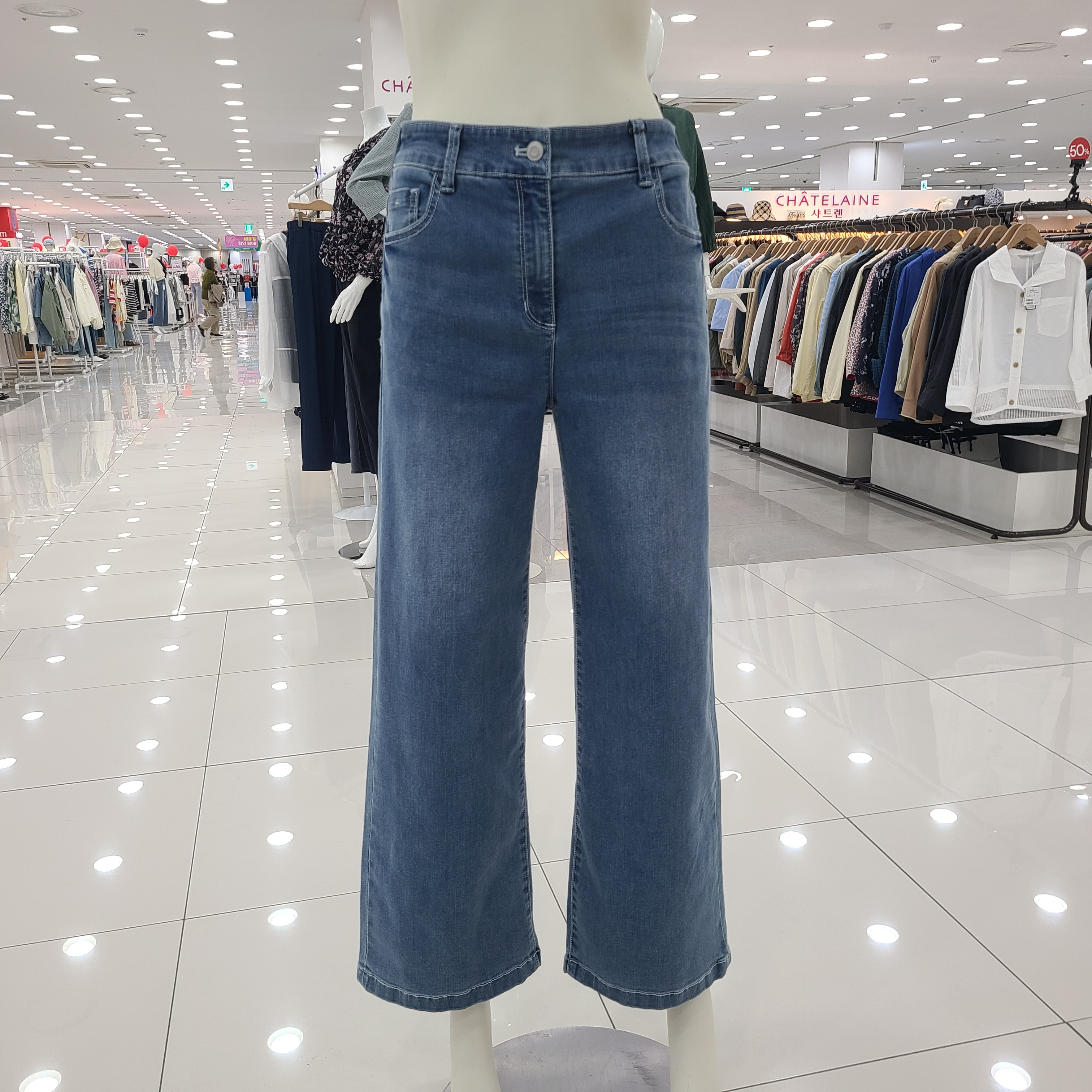 크레송 허리밴딩 중청워싱 청바지 ODCFPX64_DG