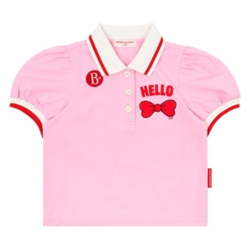 베베드피노 헬로우 리본 피케 퍼프 소매 카라 티셔츠_BP52TC432-N