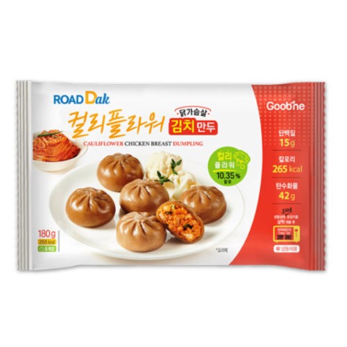 지앤건강생활 굽네 컬리플라워 닭가슴살 김치만두 180g (15개)
