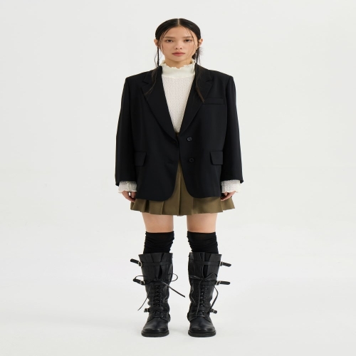 럭키슈에뜨 폴리베이직 싱글자켓 LQJAW25325BKX_이미지