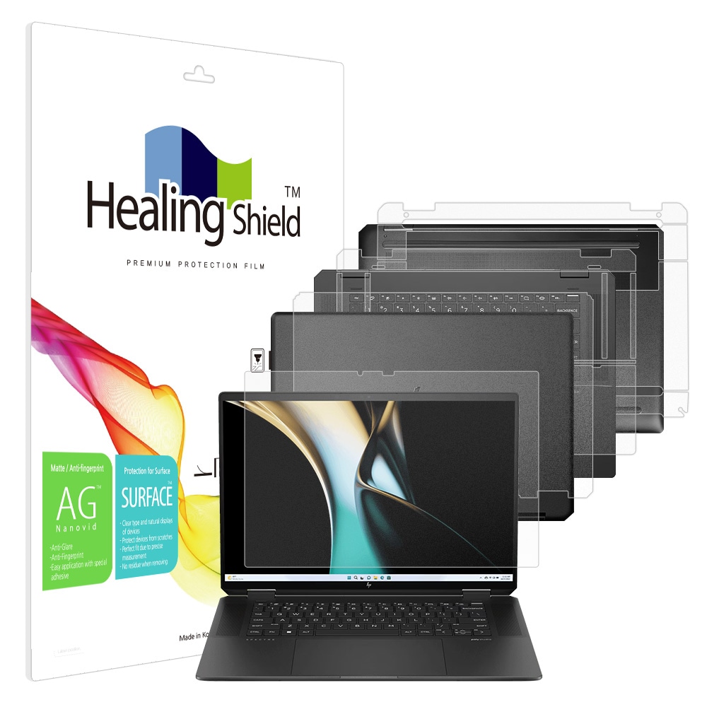 폰트리 힐링쉴드 HP 스펙터 X360 16-aa0008TX 저반사 지문방지 (액정보호필름 + 외부보호필름 3종 세트)_이미지