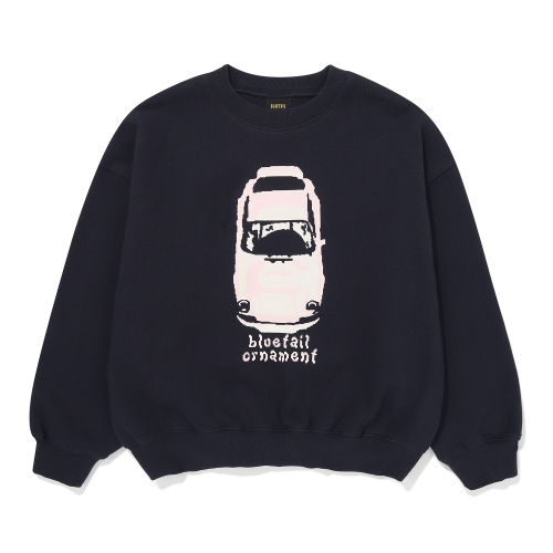 블루테일 네이비 세미 크롭 맨투맨 AZI2TS04NV