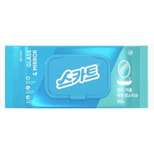 유한킴벌리 스카트 유리 거울 세정 청소티슈 캡형 30매 (9팩)