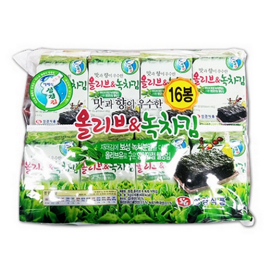 성경식품 지도표성경김 올리브 & 녹차김 4g이미지입니다. 누르면 해당 게시물로 새창이동합니다.