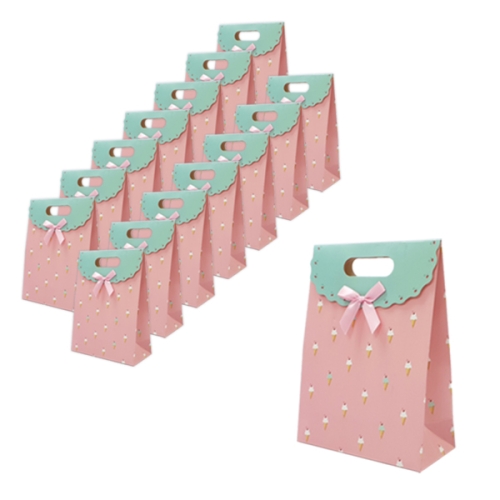 ABM 아이스크림 손잡이 종이 쇼핑백 15p 혼합색상 중 19 x 9 x 26.5 cm