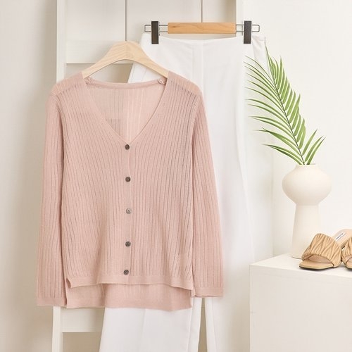 기타 썸머 골지 브이넥 가디건PK2507CD603B_이미지
