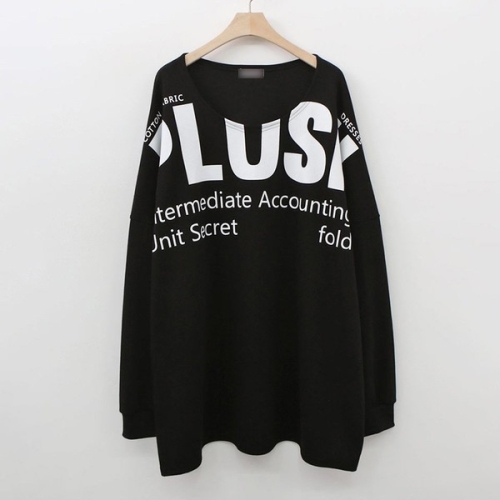 아이우먼 플러쉬나염루즈맨투맨 POK265M402 빅사이즈