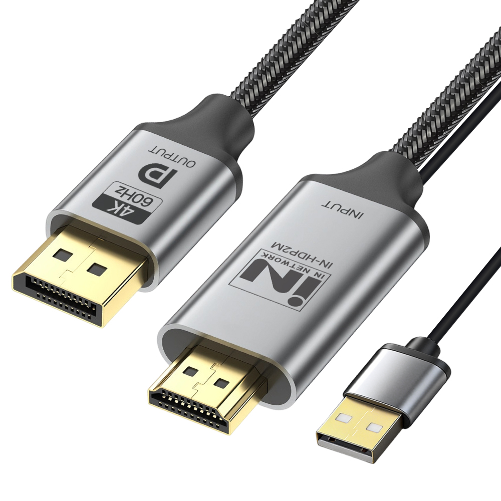 인네트워크 IN-HDP2M HDMI v2.0 to DP v1.2 변환 케이블 (2m, INC369)