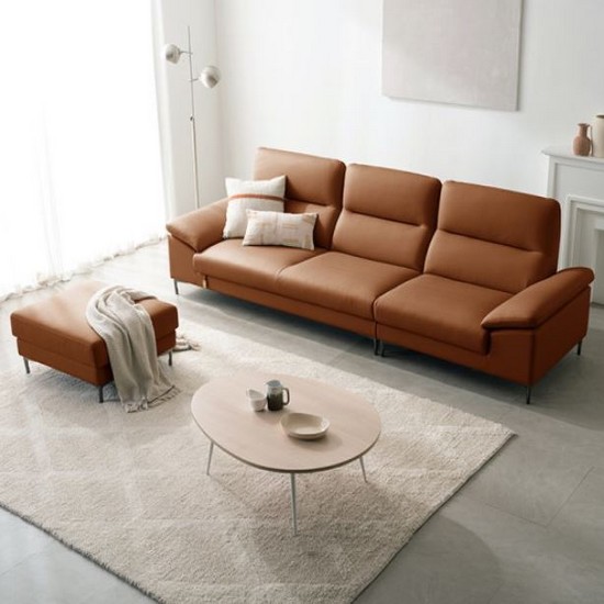 다우닝 아지오 전체 천연가죽 소파 4인용 (스툴포함)