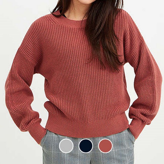 지오다노 여성 코쿤 슬리브 크루넥 7GG 스웨터 358501