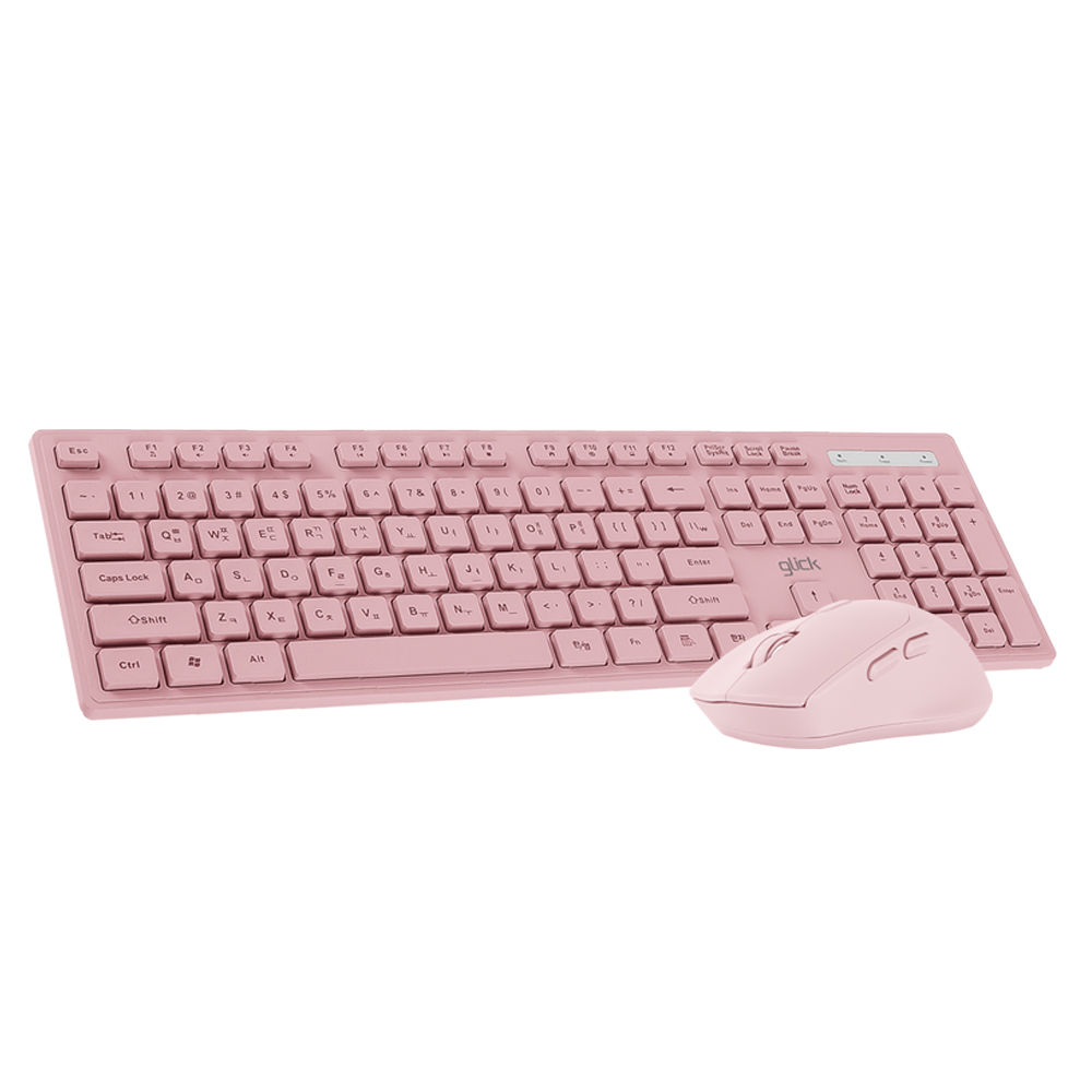 지클릭커 OFFICEPRO WMK10 무소음 무선 키보드 마우스 세트 (핑크)_이미지
