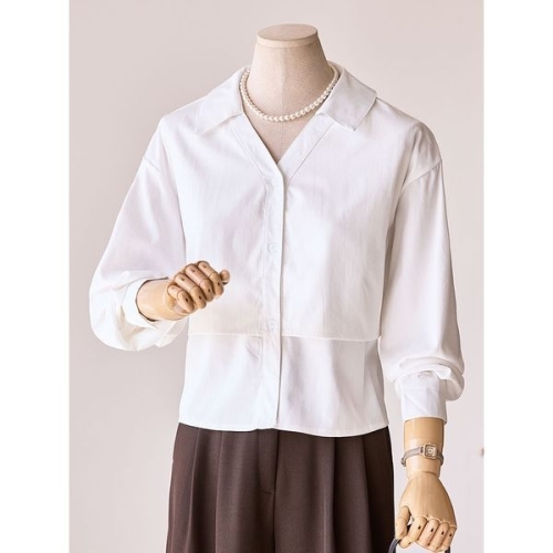 커스텀에이블 카라 이중 허리끈 블라우스_T2509BL625C