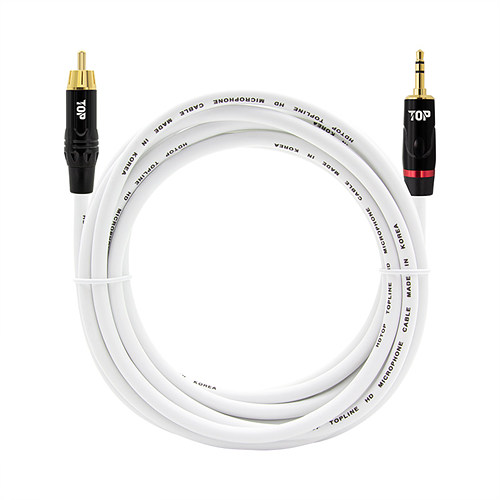 탑라인에이치디 HDTOP RCA to 3.5mm 스테레오 MM 화이트 케이블 (0.5m, HT-TP1109)