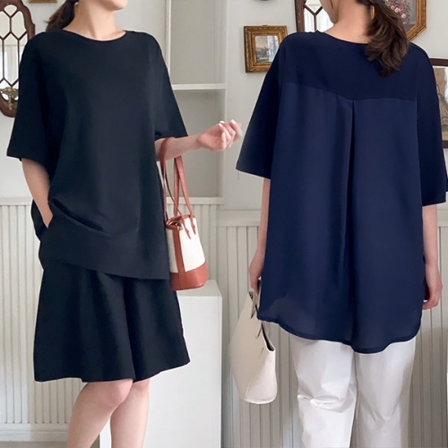 아이우먼 위쉬몰 NE 백쉬폰배색라운드루즈티 P576H407 빅사이즈_이미지