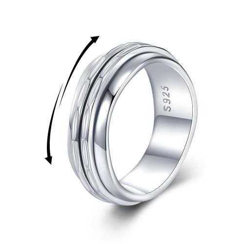 191548 TYSO Anxiety Ring 925 실버 스피너 링 해머드 패턴 명상 반지 회전 생일 주얼리 선물 여성