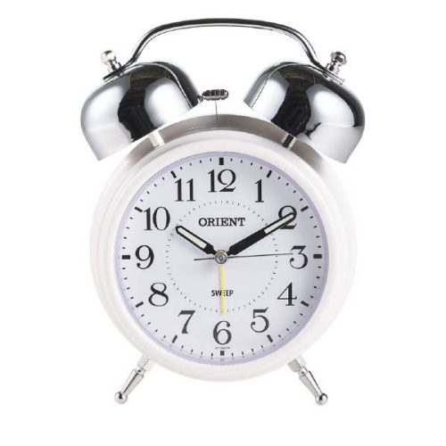 오리엔트 OT1543TW 무소음 파스텔 화이트 트윈벨탁상시계