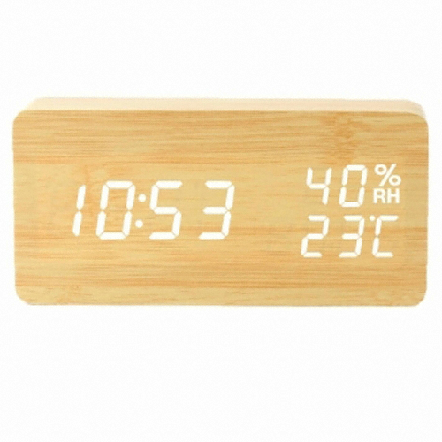 아카시아리빙 우드 LED 온습도 탁상시계 무소음 3D 디지털 인테리어