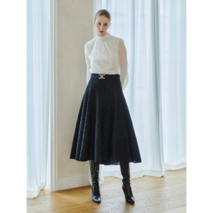 더아이잗컬렉션 플라워 자카드 롱 스커트 CRAA0SK381BK -DG_이미지