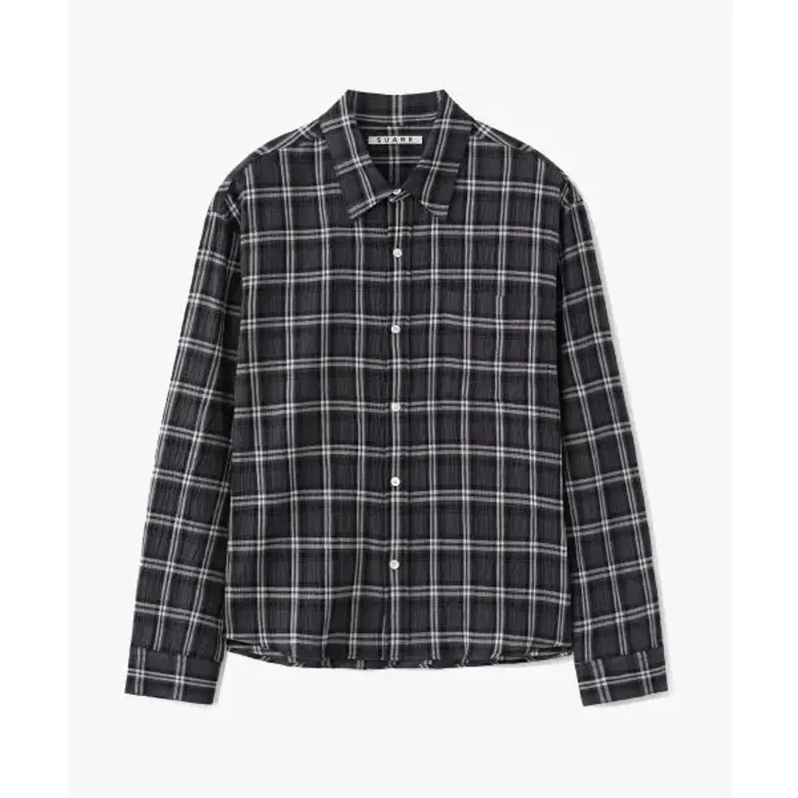 수아레 SUARE WOMEN 우먼 크리즈 시어 체크 크롭 셔츠 차콜 SBF1SH03WCC 649408