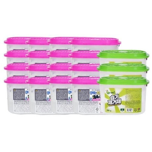 옥시레킷벤키저 물먹는하마 숯 옷장용 280g x 16개 + 닥터그리니 습기제거제 280g x 3개