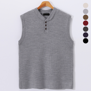 후앙스 베이직 헨리넥 버튼 니트 조끼 베스트 OSSW8354_이미지