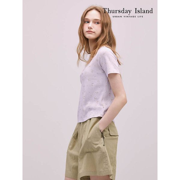 Thursday Island 가슴 셔링 슬림 티셔츠 T244MTS241W