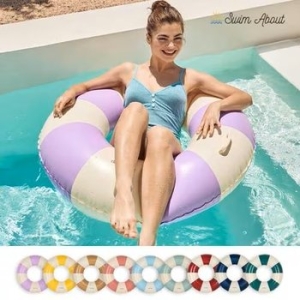 스윔어바웃 대형 클래식 원형 튜브 성인 물놀이 스트라이프 감성 손잡이 수영장 튜브_이미지