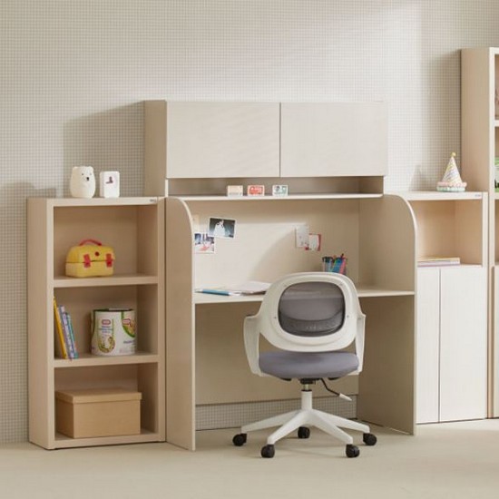 장인가구 토모 집중력 일체형 독서실 책상+LED조명+상부수납장 (1200x600)_이미지