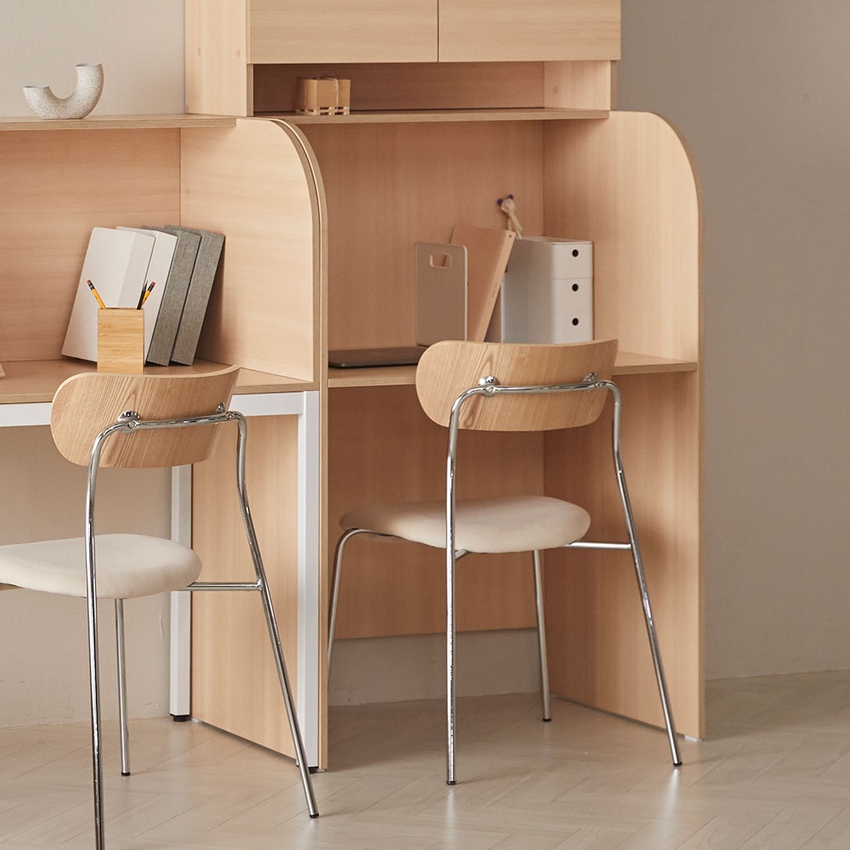 장인가구 토모 집중력 일체형 독서실 책상+LED조명+상부수납장 (1200x600)_이미지