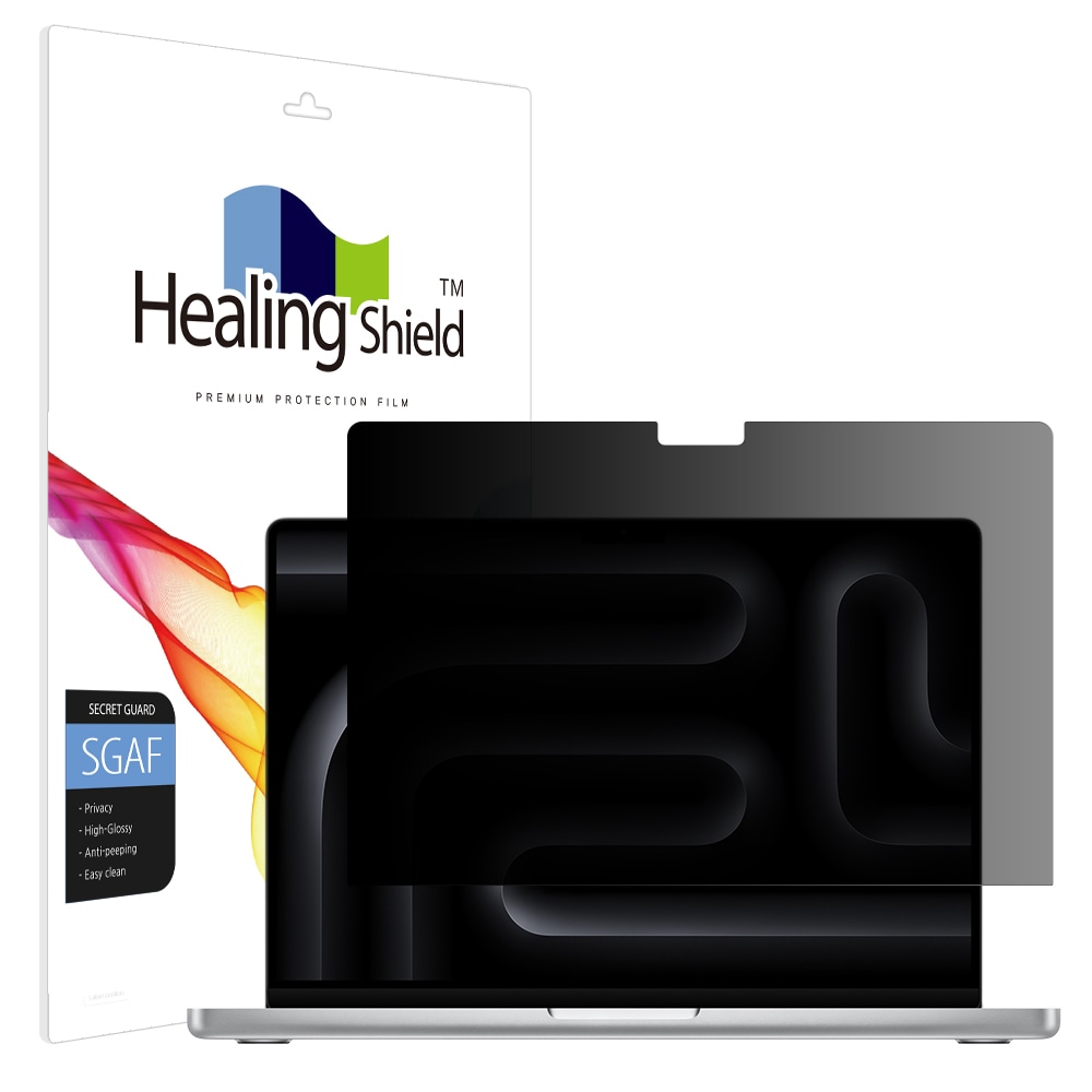 폰트리 힐링쉴드 애플 2024 맥북프로14 M3 프라이버시 고광택 사생활 보호필름