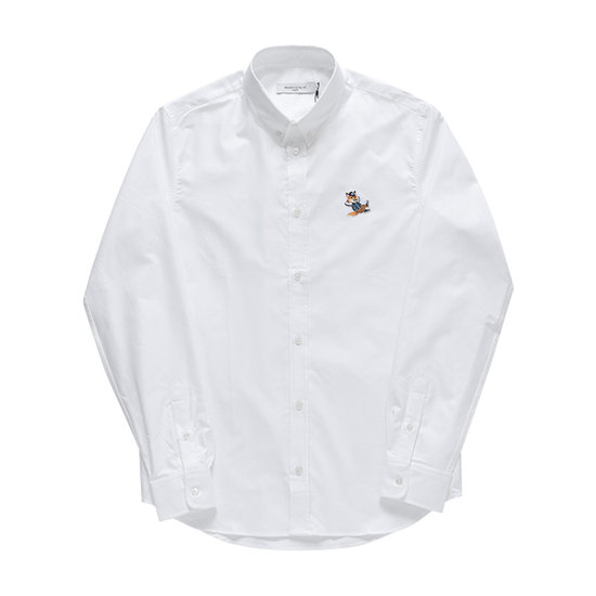 메종키츠네 드레스드 폭스 패치 셔츠 KM00488WC2010 (P100, 화이트)_이미지