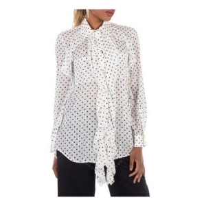 버버리 우먼 Ruffled 폴카 도트 실크 Chiffon Blouse Brand Size 8 US 6 8071095 626504_이미지