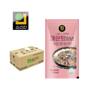 소스인 시원하고 얼큰한 매운탕 양념 75gx150개 업소용 배달용 소스 양념장