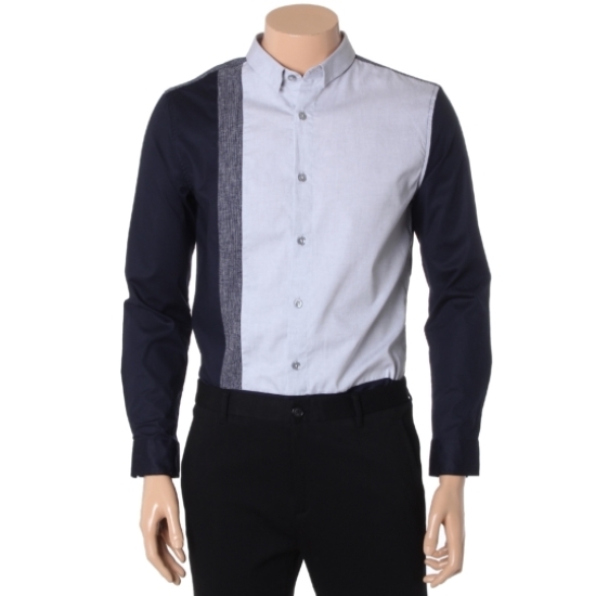 애드혹 세로배색 포인트 셔츠 HS8LS16_이미지