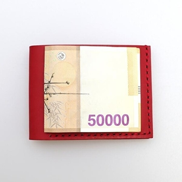  셀러허브 패션 수제 가죽 딱지폐크기 슬림 미니 지갑 파라핀레드 40363421
