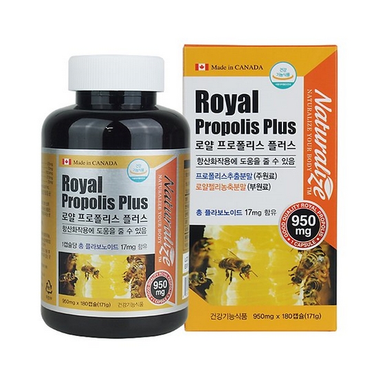 한국바이오팜 네추럴라이즈 로얄 프로폴리스 플러스 180캡슐 (2개)