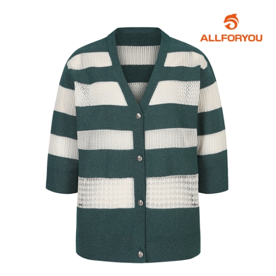 올포유 스트라이프 브이넥 7부 니트 가디건 ALSCM4251-804_이미지