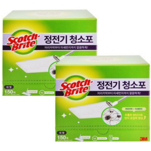 3M 스카치브라이트 정전기 청소포 대형 150매 (2개)_이미지