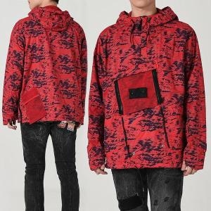 스톤아일랜드 쉐도우프로젝트 카모 아노락 후드티셔츠 레드 741940103 V0010